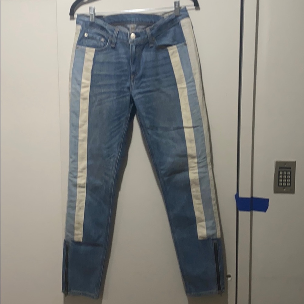 Rag and Bine denim with stripes and zippers